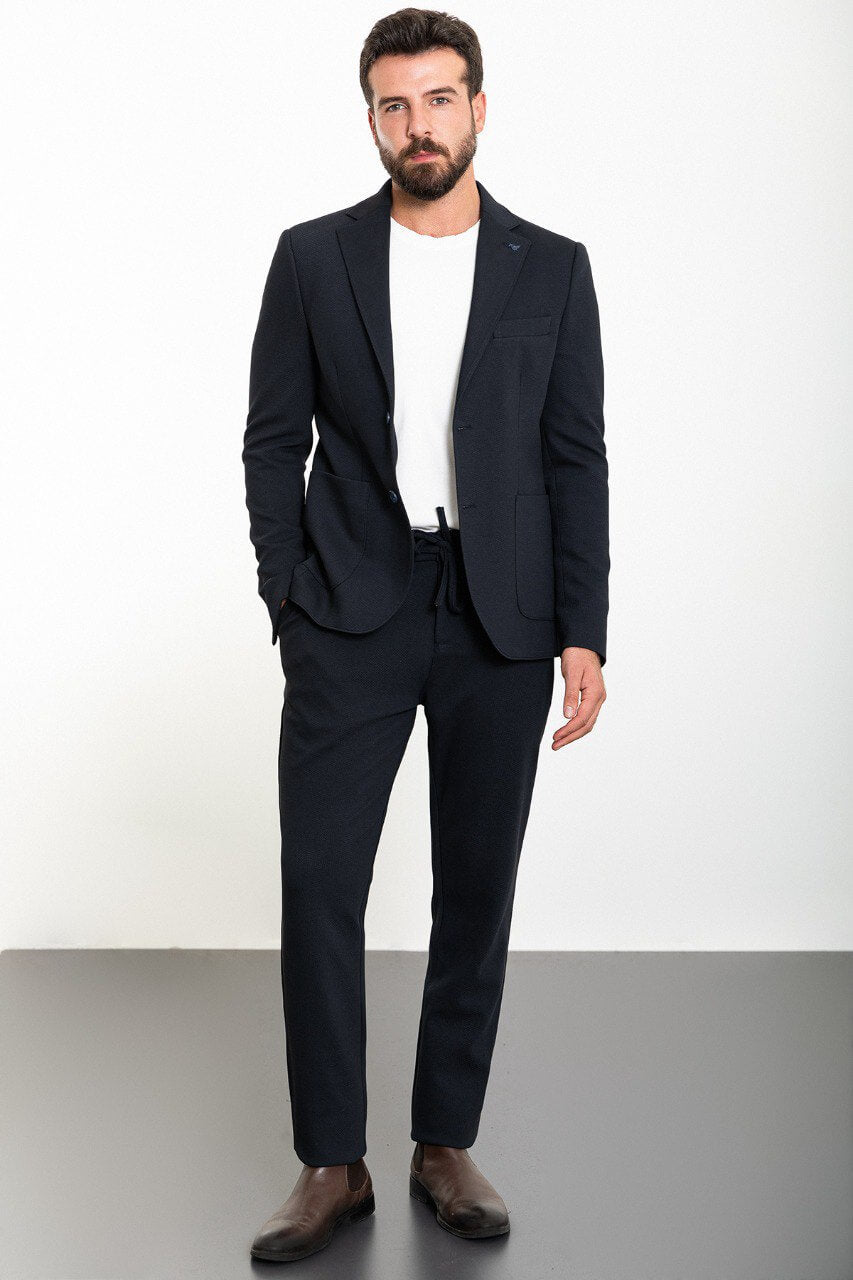 Navy Casual Slim Fit Two-Piece Suit