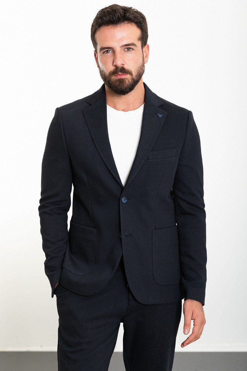 Navy Casual Slim Fit Two-Piece Suit