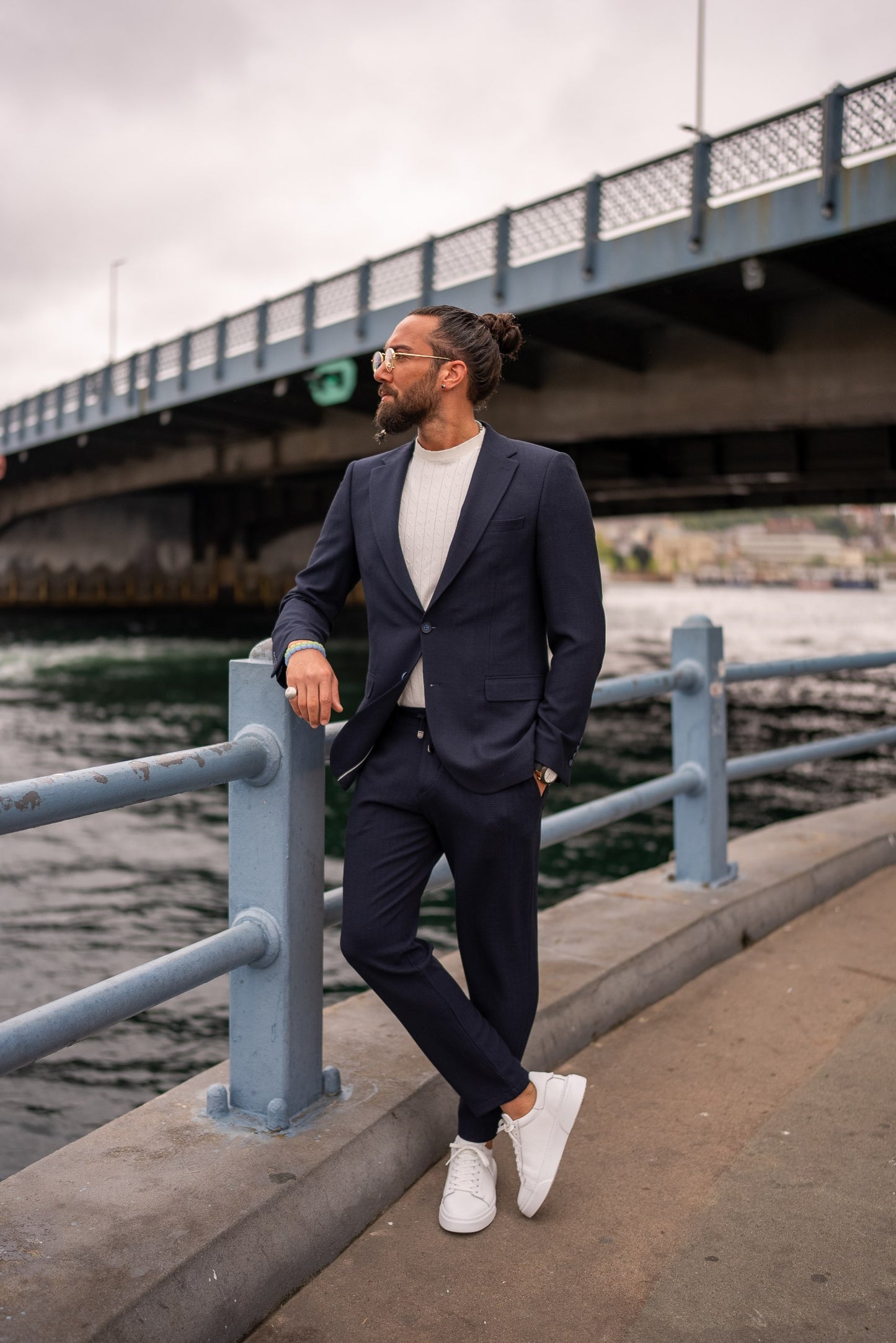 Navy Blue Summer Suit Set