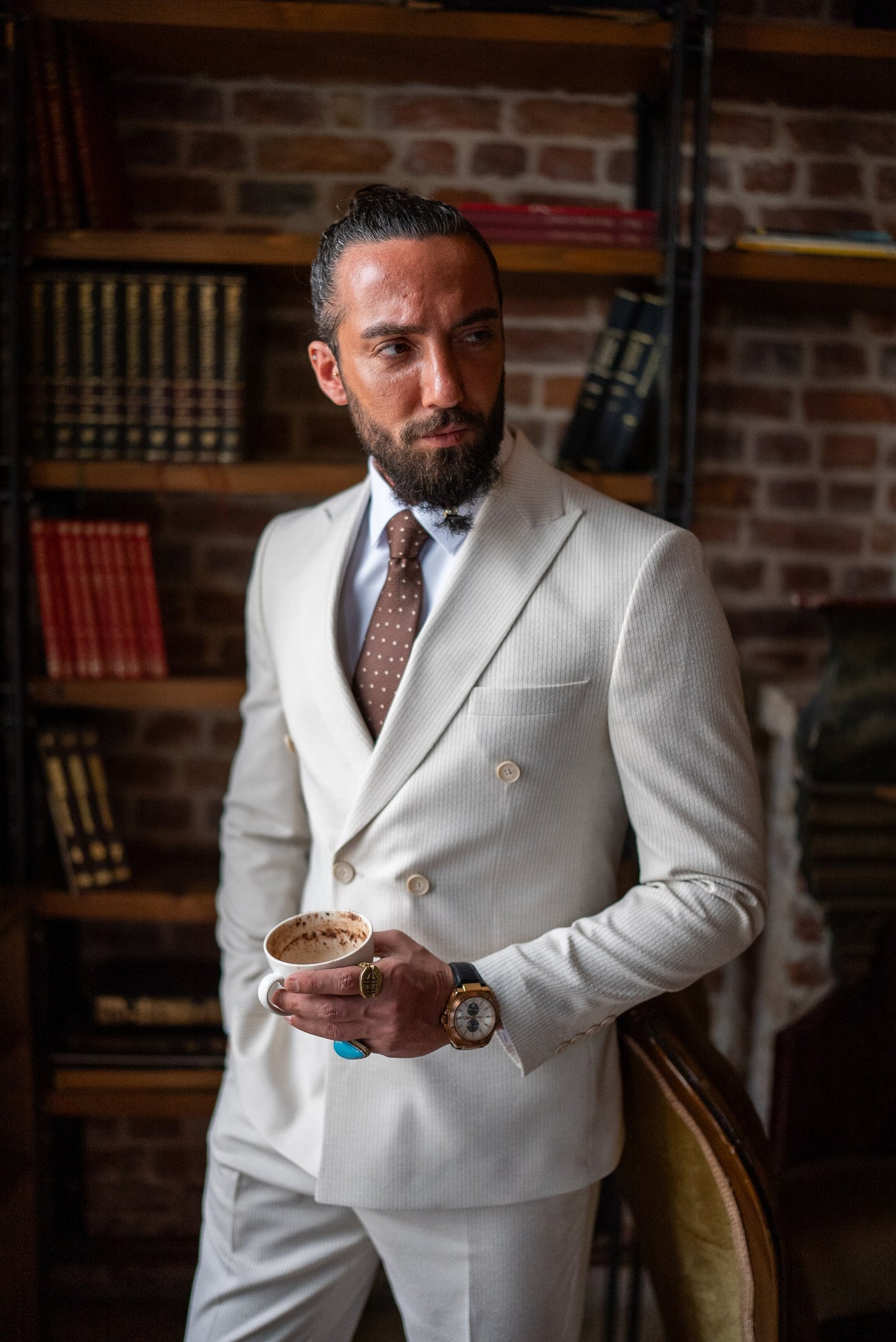 Ivory Double-Breasted Suit