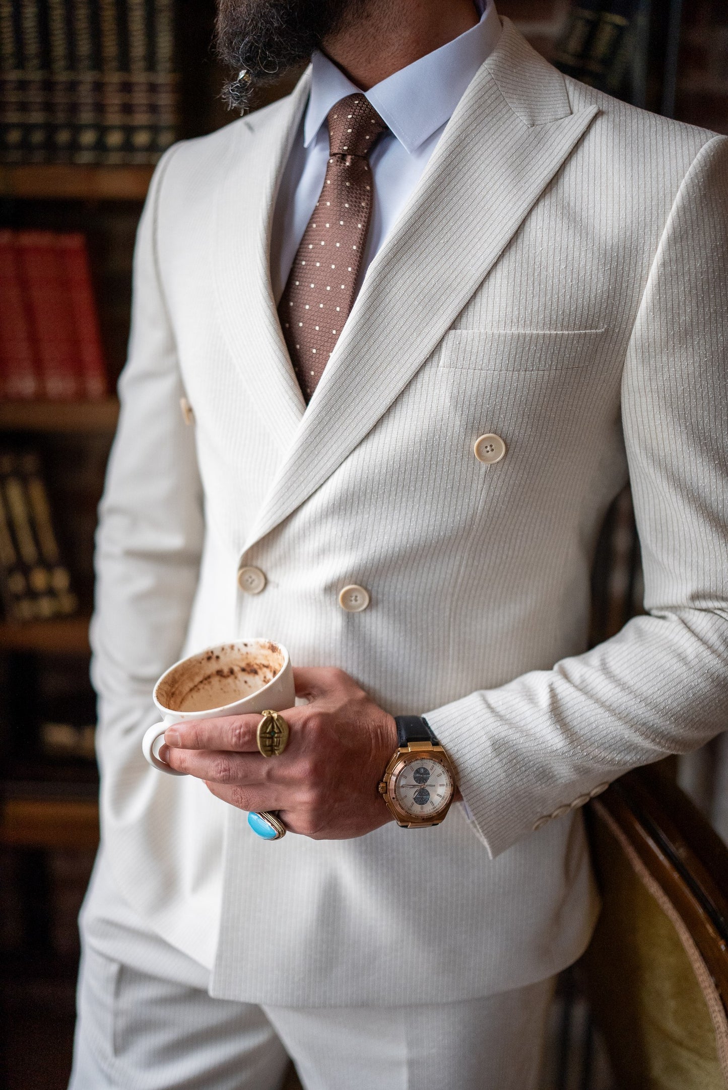 Ivory Double-Breasted Suit