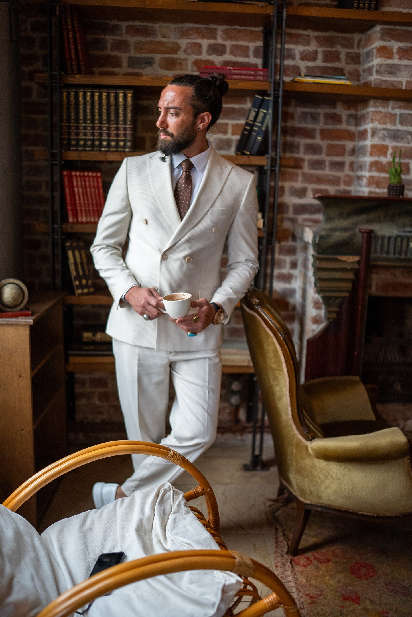 Ivory Double-Breasted Suit