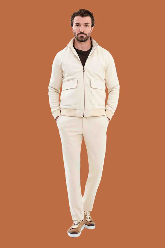 Men's Slim Fit Beige Bomber Jacket - S-XXL