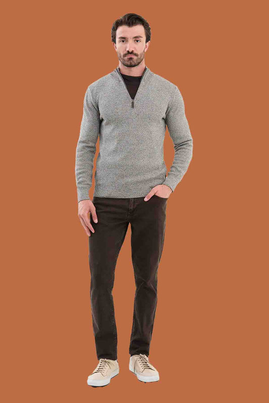 Beige Slim Fit Ribbed Crew Neck Sweater | S-XXL